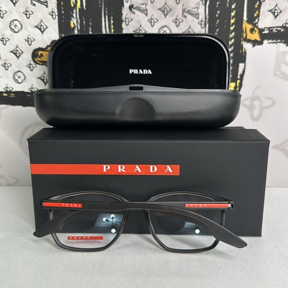 💯 Authentic-Prada Linea Rossa Demo Geometric Men's Eyeglasses PS 03MV 5641O1 53. - Picture 7 of 11